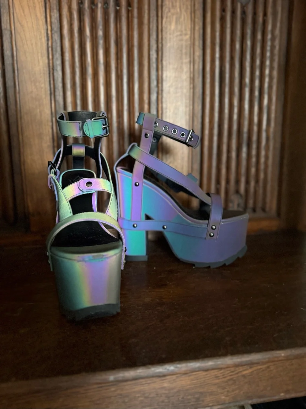YRU Dolls Kill *DISCONTINUED* Nightcall Platform Strappy Heels Size 7